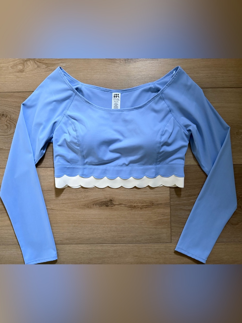 JOYLAB Knit Scallop Cropped Support Long Sleeve Top NWT
